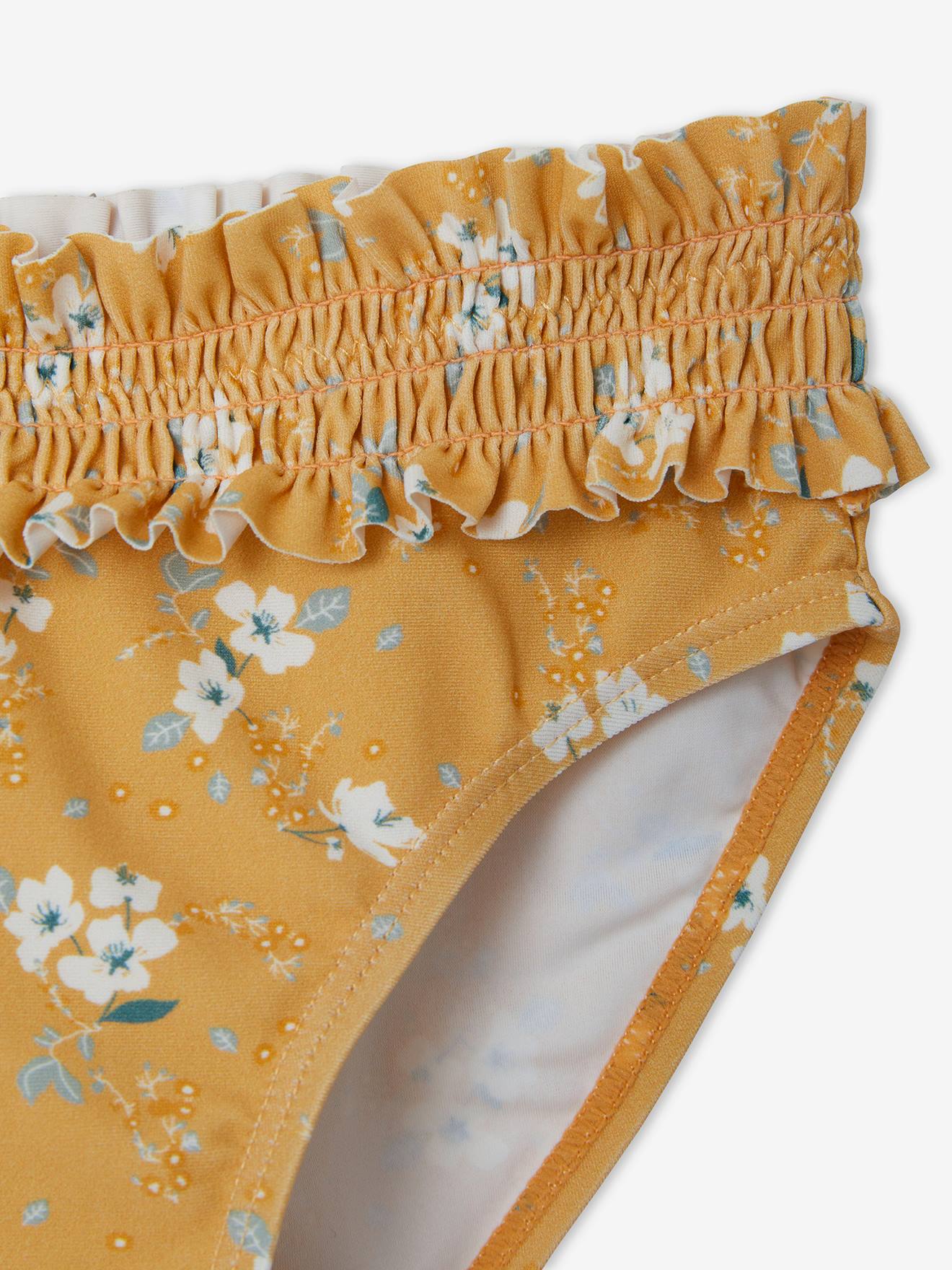 Biquíni com estampa floral + scrunchie combinando com estampa amarela clara