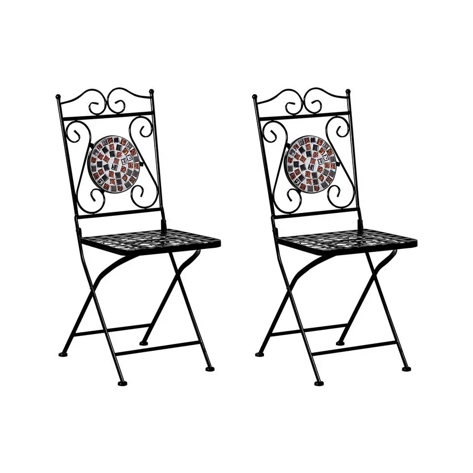 CARPINO - Tuinstoel set van 2 - Zwart - Metaal