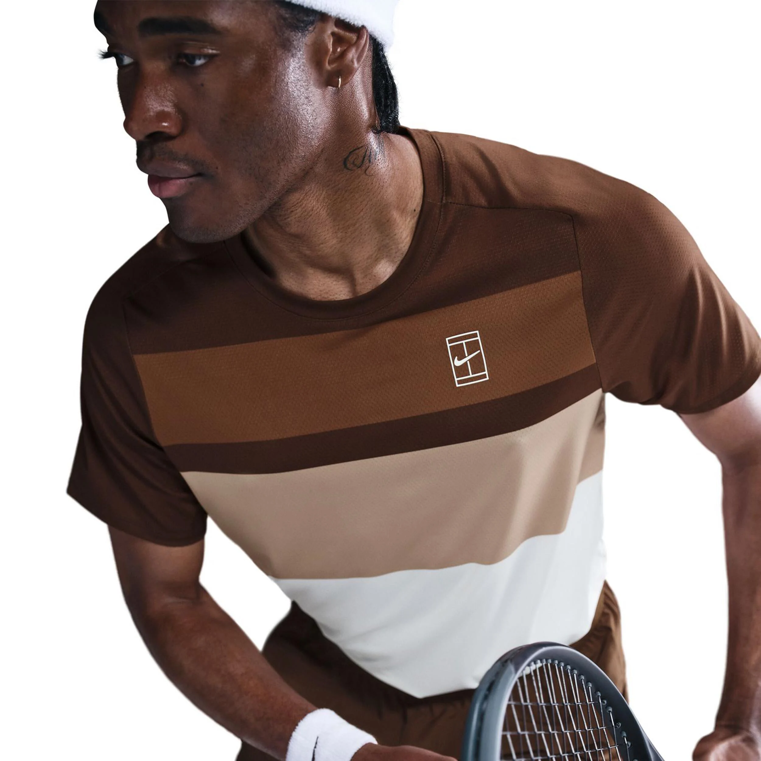 Nike Court Dri-FIT Advantage Print T-shirt Hommes - Marron