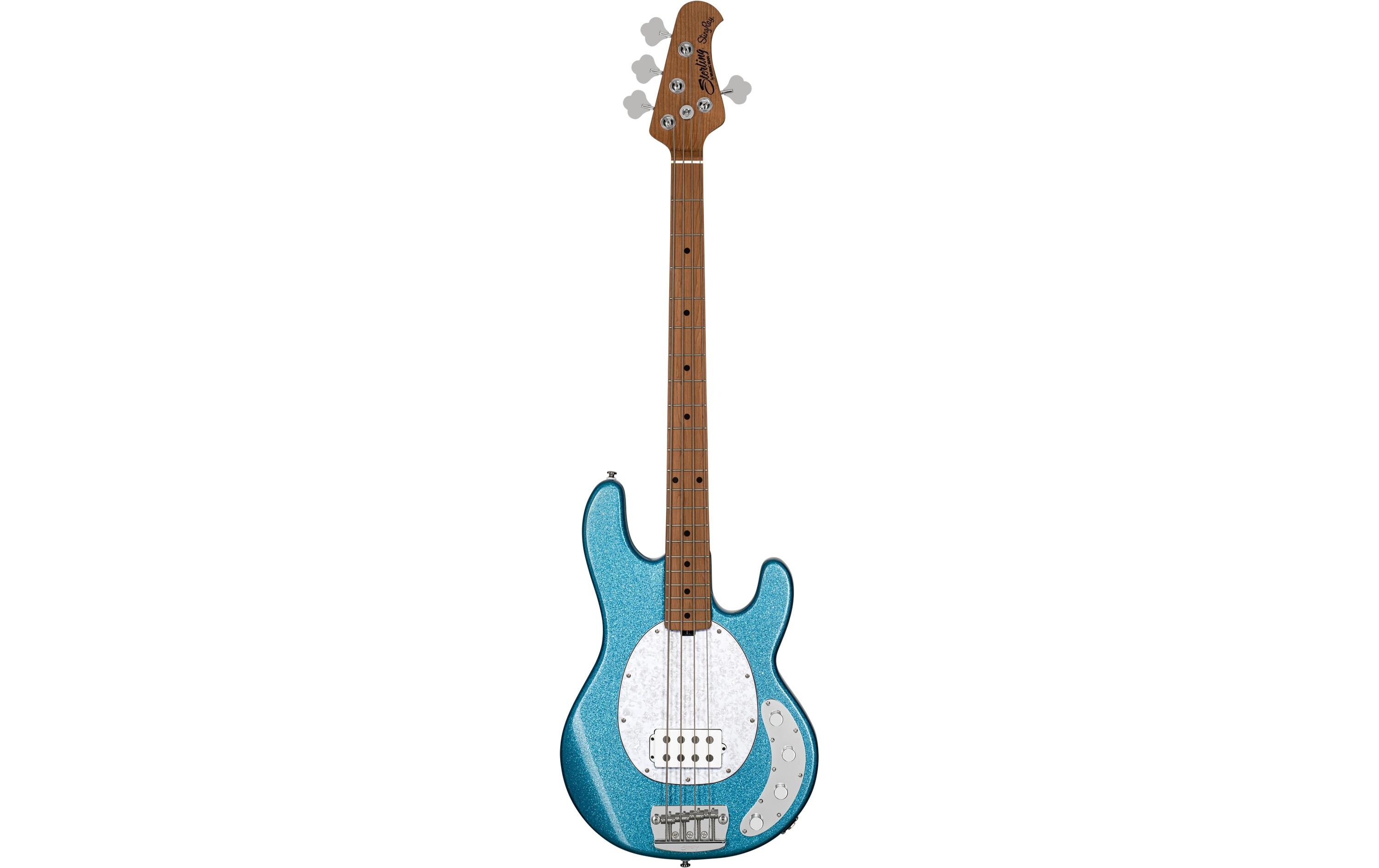 E-Bass StingRay Ray34 Blue Sparkle<br>4-seitiger Bass mit Aktivelektronik und einem Humbucker