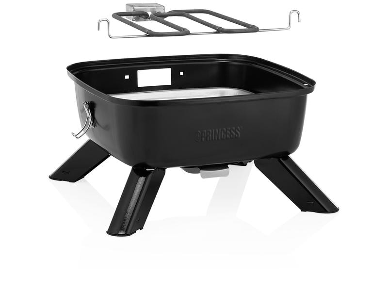 Tristar Tragbarer Hybridgrill, 2000 W 2-in-1-Elektro oder Holzkohlegrill – Inklusive Deckel