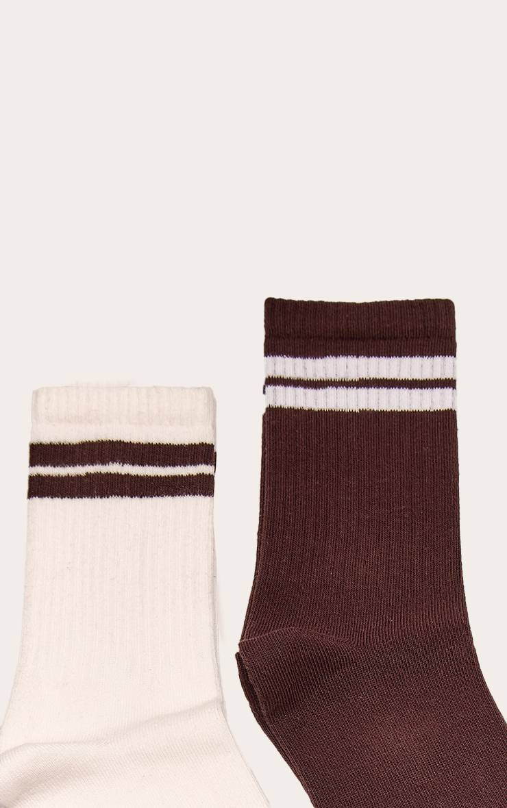Marron Lot De 2 Paires De Chaussettes De Sport Côtelées À Rayures