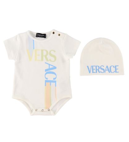 Versace Gift Box - Mütze/Body k/ä - Weiß/Hellblau m. Logo