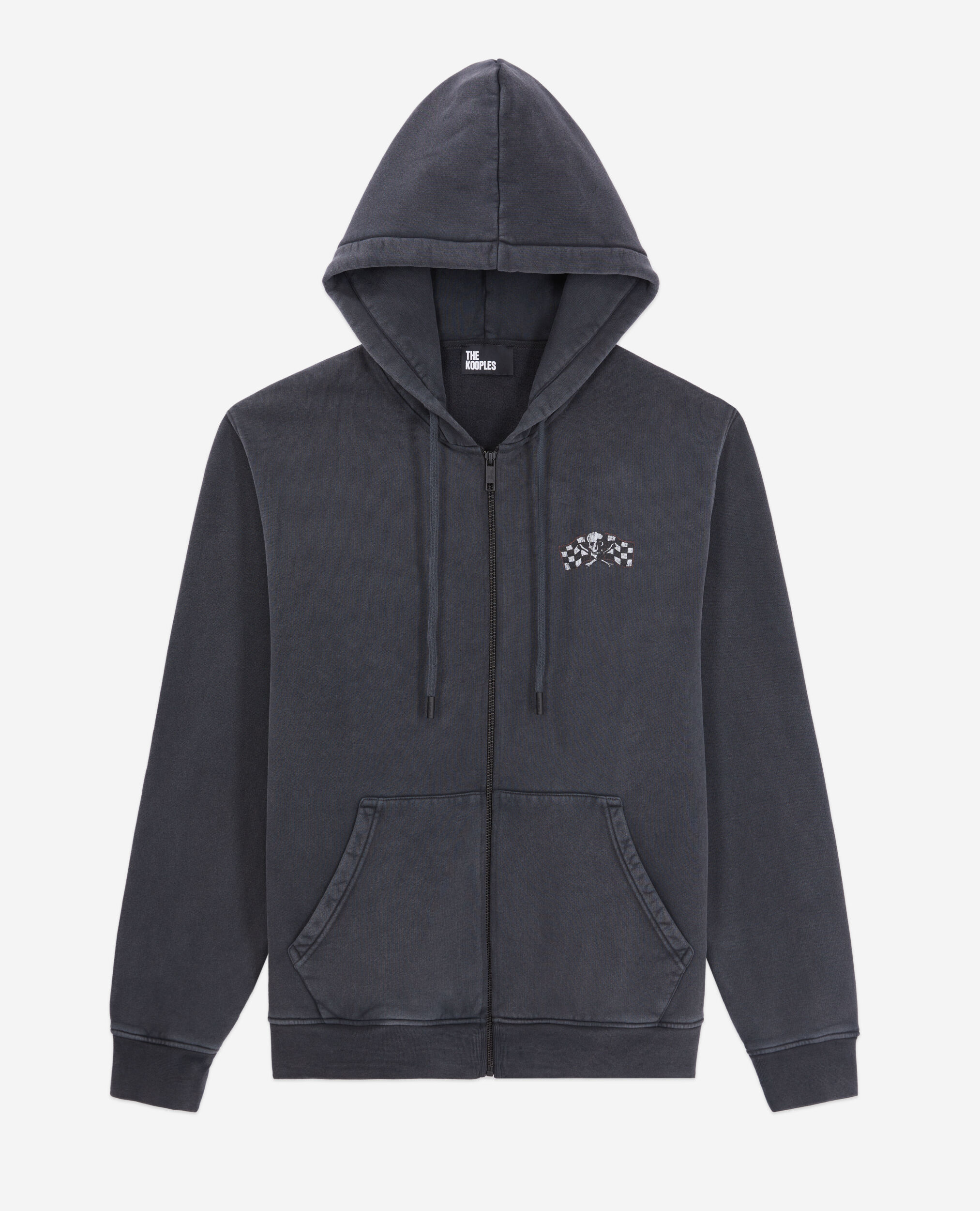 Sweatshirt à capuche noir avec sérigraphie Racing skull