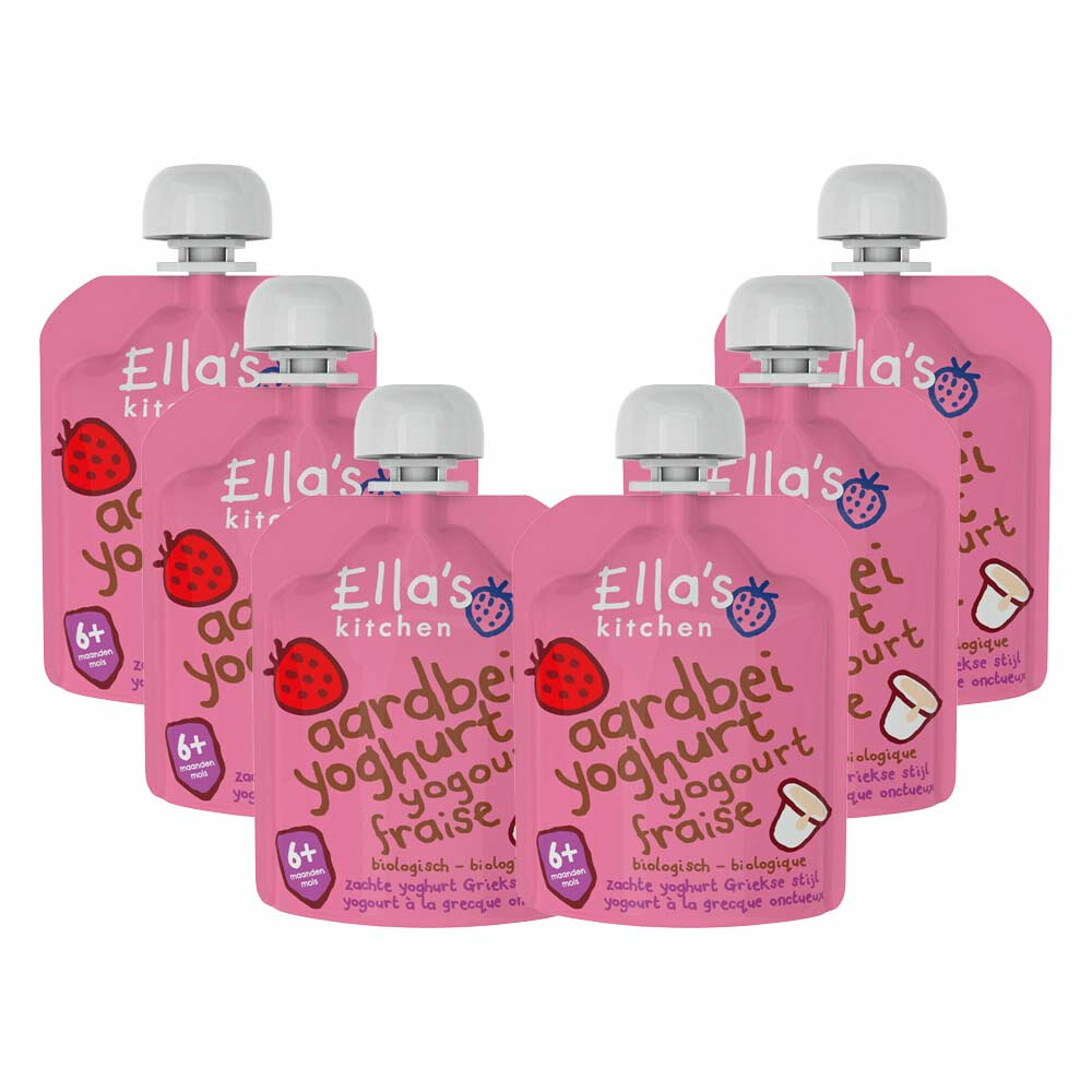 6x Ella's Kitchen Yoghurt Griekse Stijl 6+ m Aardbei90 gr