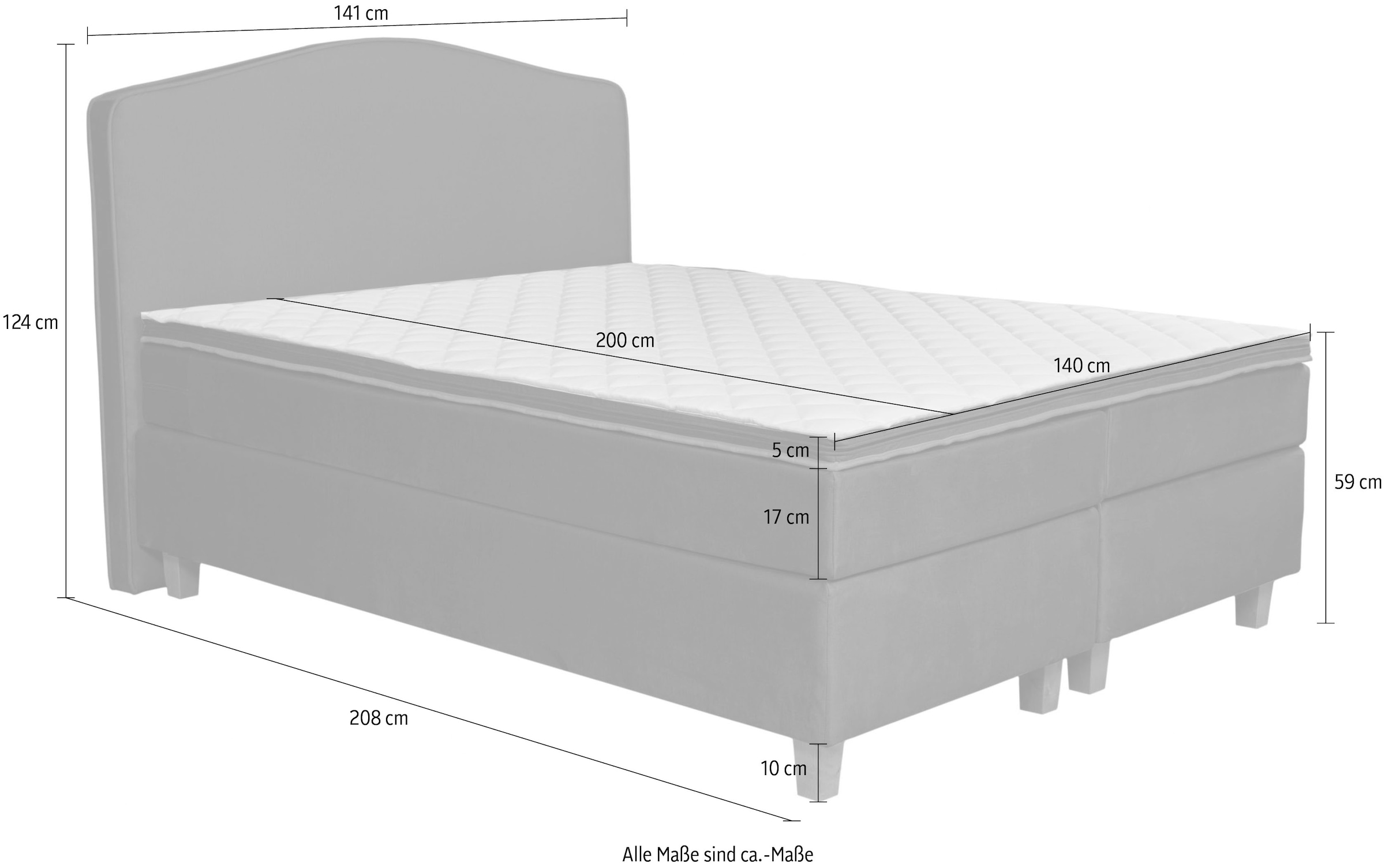 INOSIGN Boxspringbett »Jalma« Füsse aus massiver Birke ; Inkl. Topper