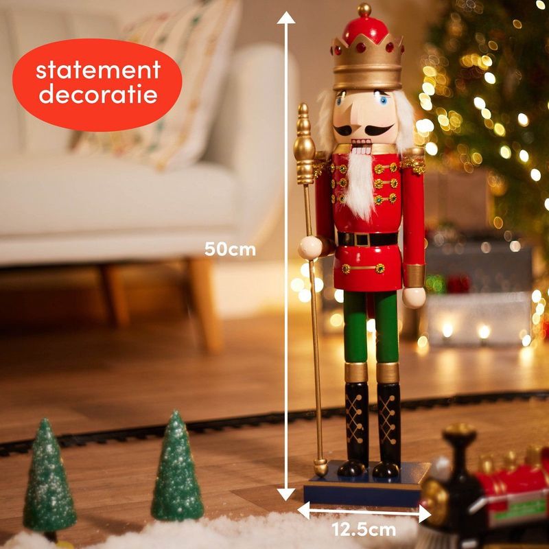 THE TWIDDLERS - XL Houten Kerst Notenkraker Soldaat - Groot 50cm - Traditionele Kerstdecoratie