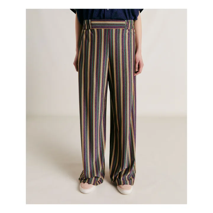 Momoni Pantalon Baccarat Rayures Métallisé | Vert