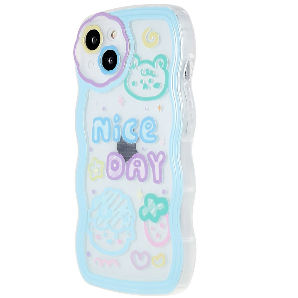 iPhone 13 Gummi Hülle Air Cushion Fallschutz Kinder Design - Nice Day (Blau / Lila)