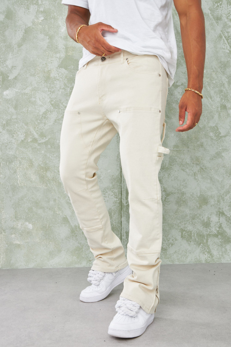 Jean beige à empiècement