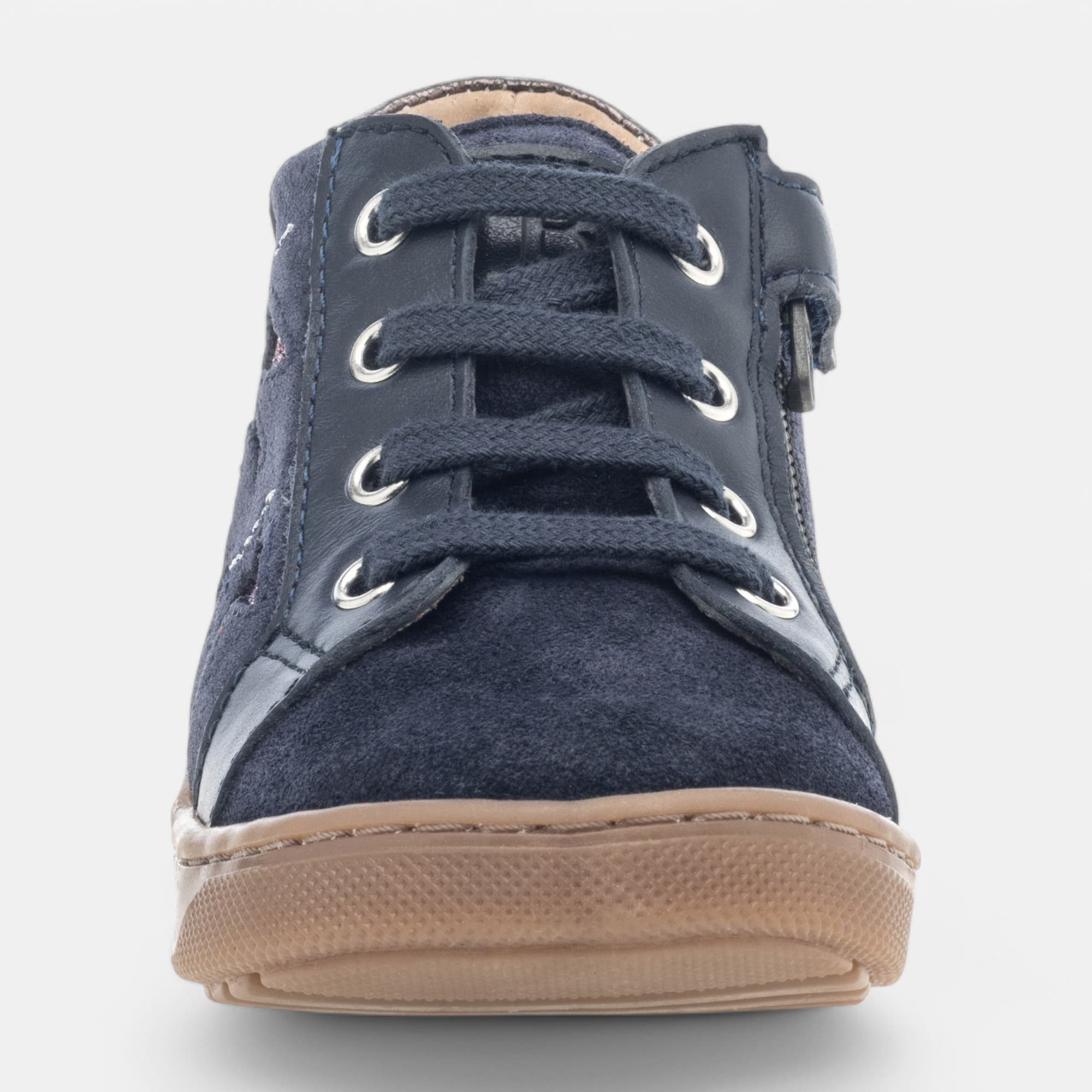 Baskets hautes Bébé fille en cuir bleu marine