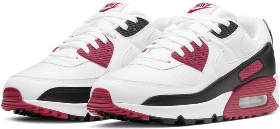 Nike Air Max 90 Heren Sneakers White White-New Maroon-Black