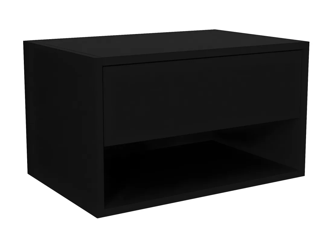 Lot de 2 tables de chevet suspendues - 1 tiroir et 1 niche - Noir - RITAMI