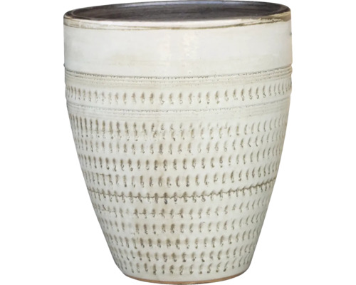 Bloempot Ø 32 cm H 36,5 cm klei rond wit