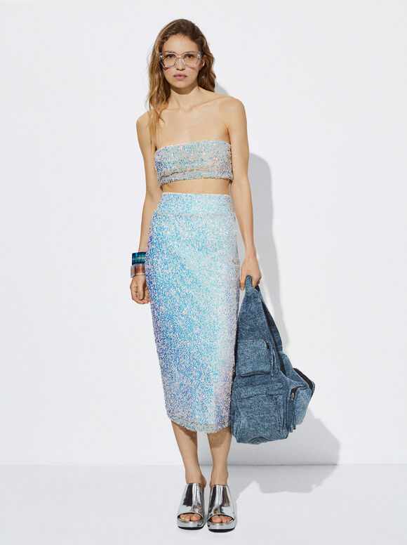 Top bandeau com lantejoulas - Multicolorido