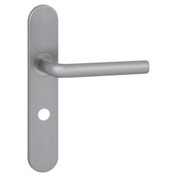Karwei deurkruk set Gino ovaal schild vrij-bezet sluiting 63/8 mm RVS look aluminium