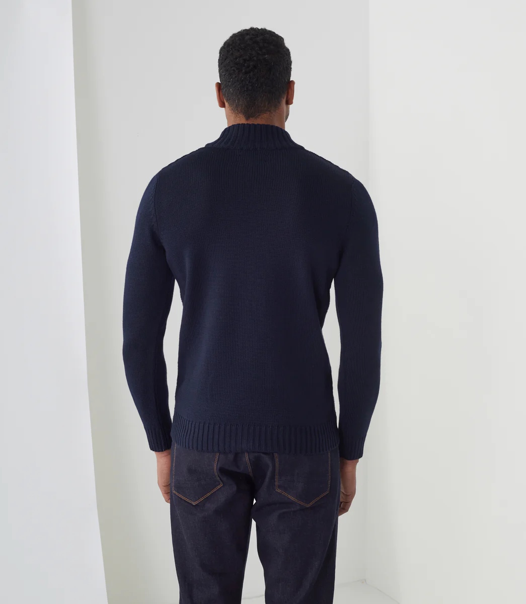 Pull col montant laine marine 