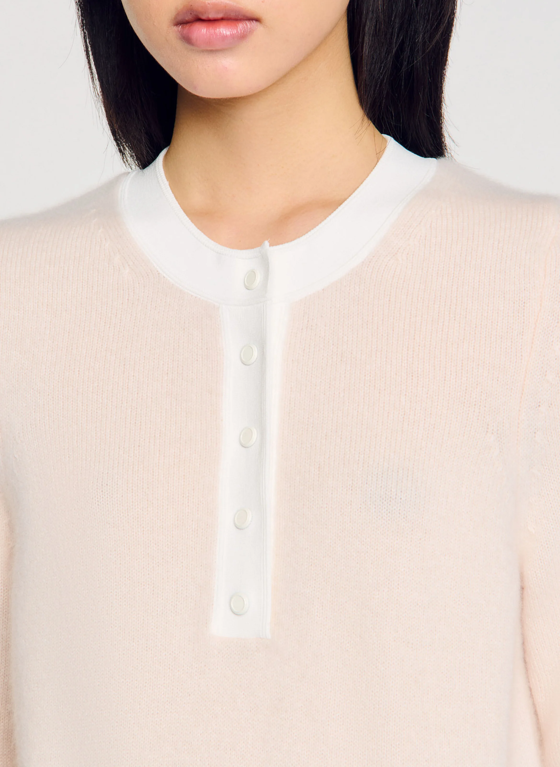Pull bicolore en laine et cachemire | Beige