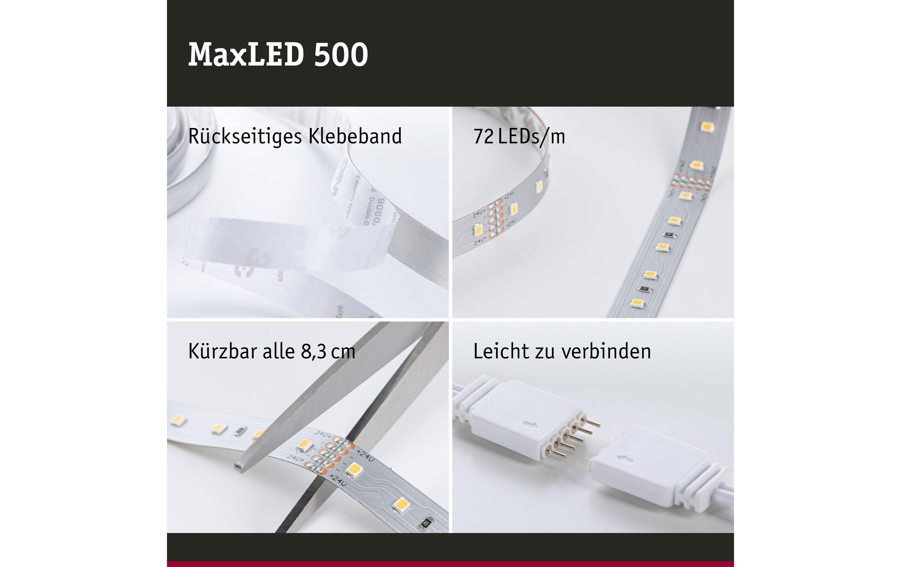 MaxLED 500 LED Strip RGBW inkl. Adapterkabel 10 m<br>Universal-Bandleuchte