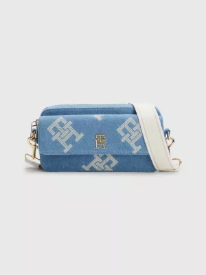 Bolsa de câmera icônica em jeans com monograma