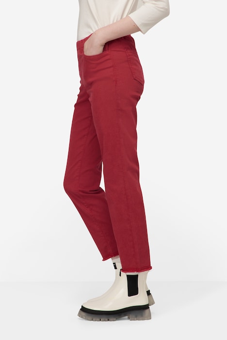 7/8-Slimhose, schmale Passform, 4-Pocket, Fransensaum, mit recyceltem Polyester