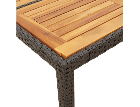 VIDAXL - Table de jardin et dessus en bois d'acacia noir résine tress...