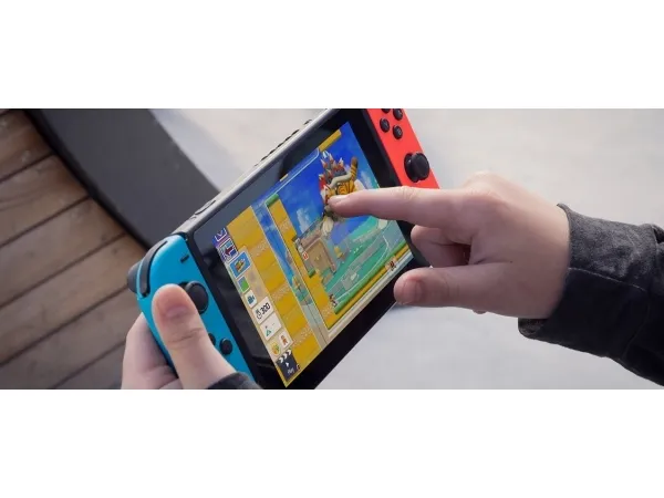 Nintendo | Switch V2 - Spilkonsol - Full HD - 32GB - sort | Inkl. 2 x Joy-Con (Neonrød/Neonblå)