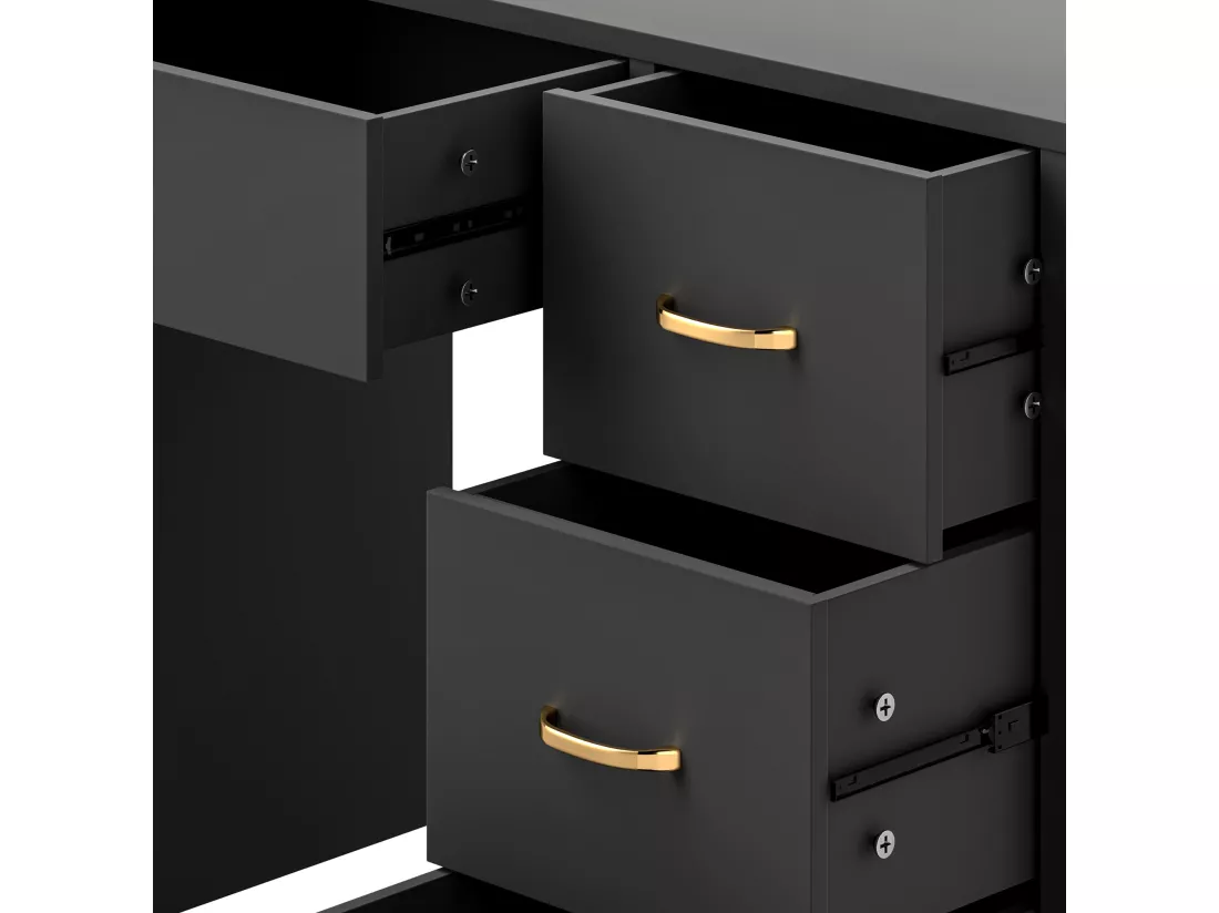 YITAHOME Coiffeuse avec Miroir LED - 4 tiroirs - 2USB Prise de Courant - Noir - 90X40X136 CM