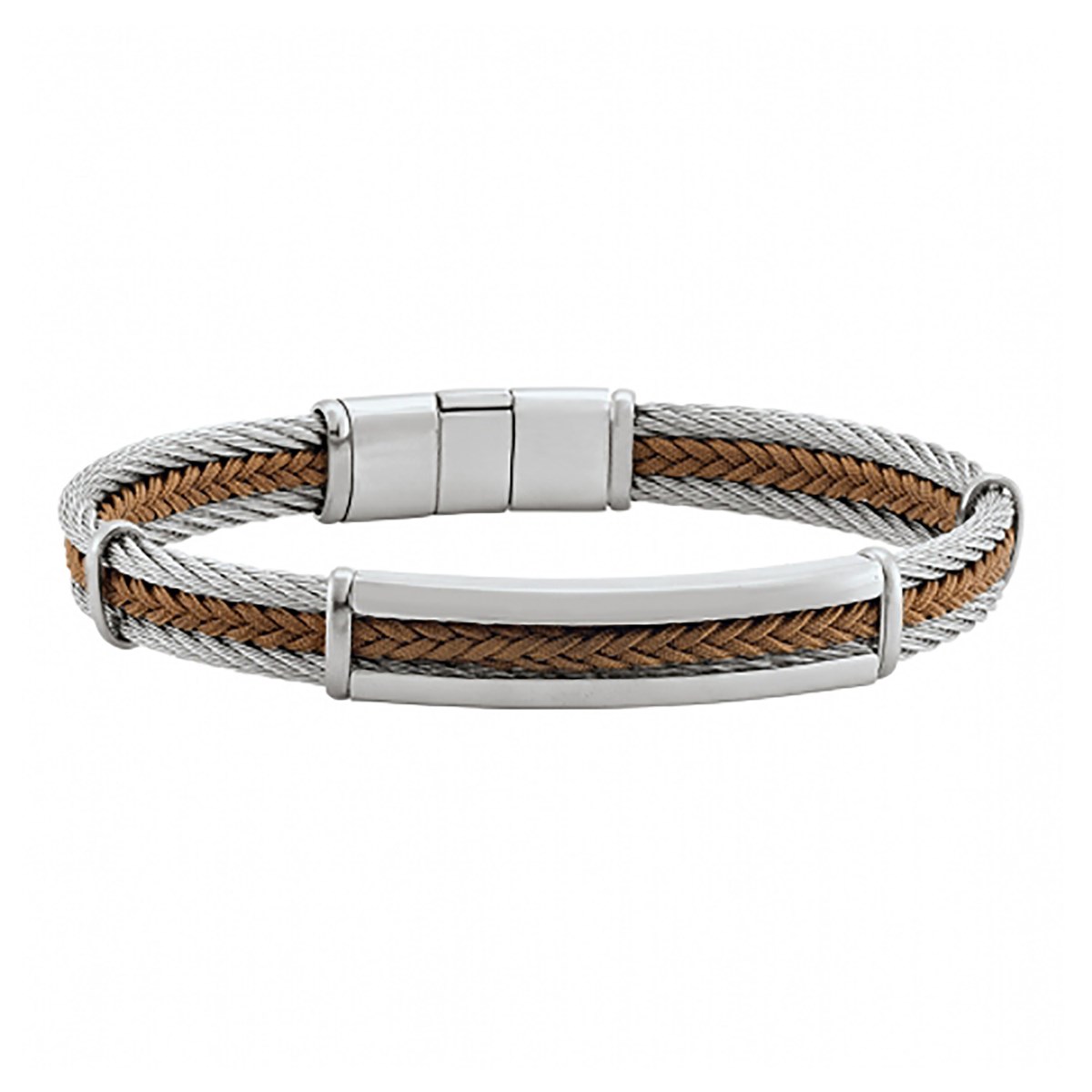 Bracelet homme Jourdan Ugo acier corde marron