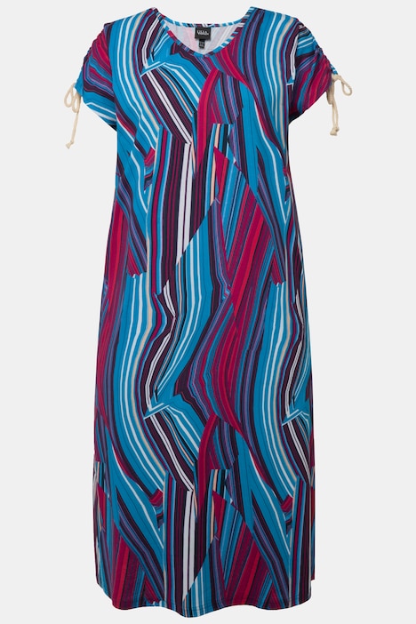 Jersey-Midikleid, A-Linie, V-Ausschnitt, Halbarm