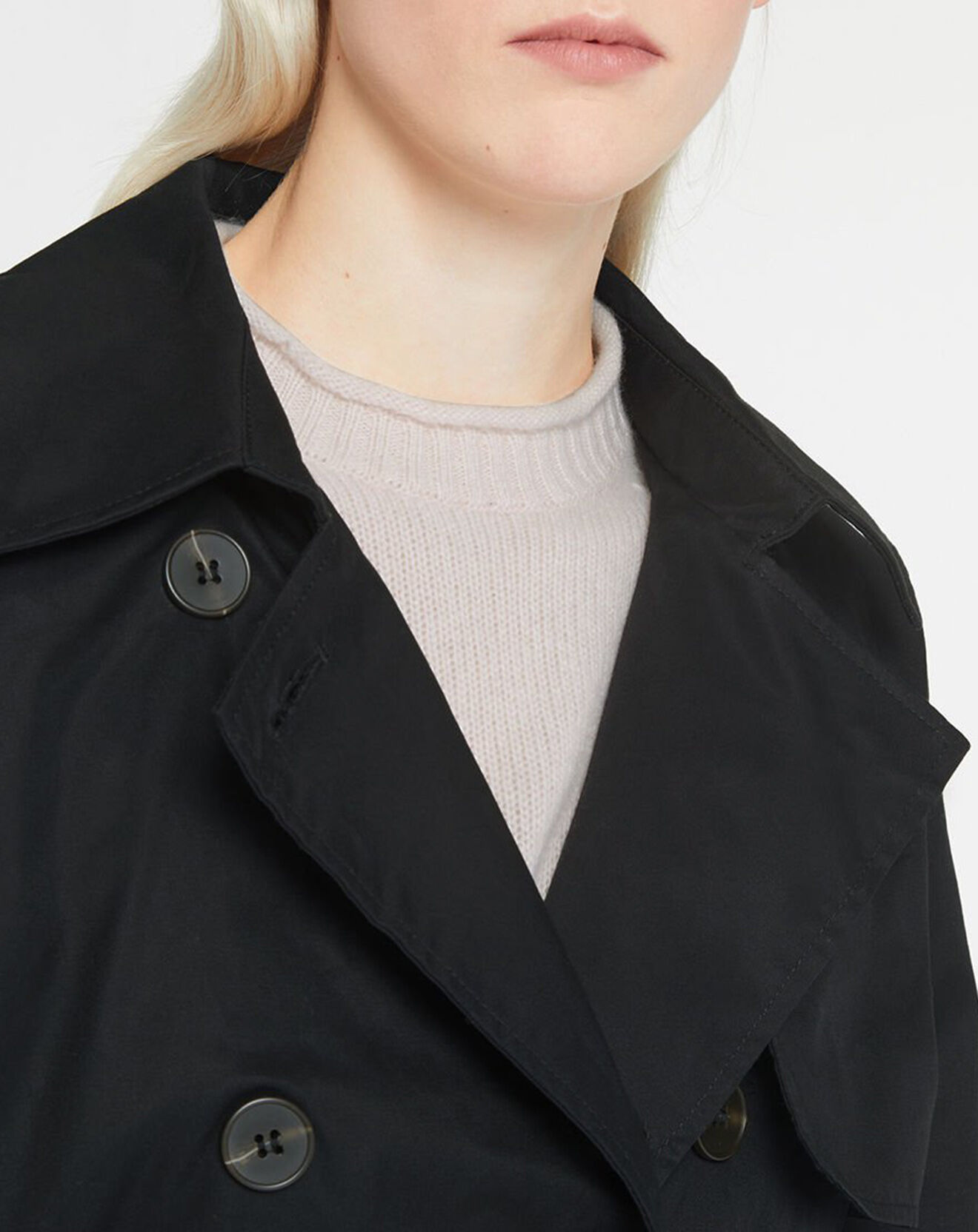 Galeries Lafayette Trench long en Toile de Coton bio Chopin noir