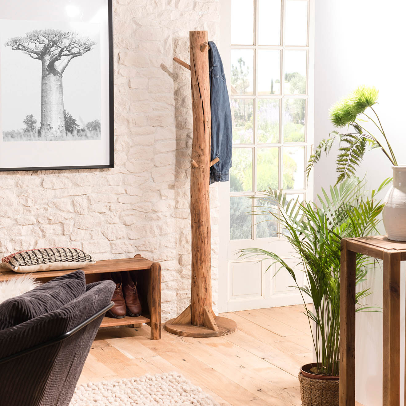 Macabane Porte-manteau Sandy bois naturel  - 45x45x181 cm