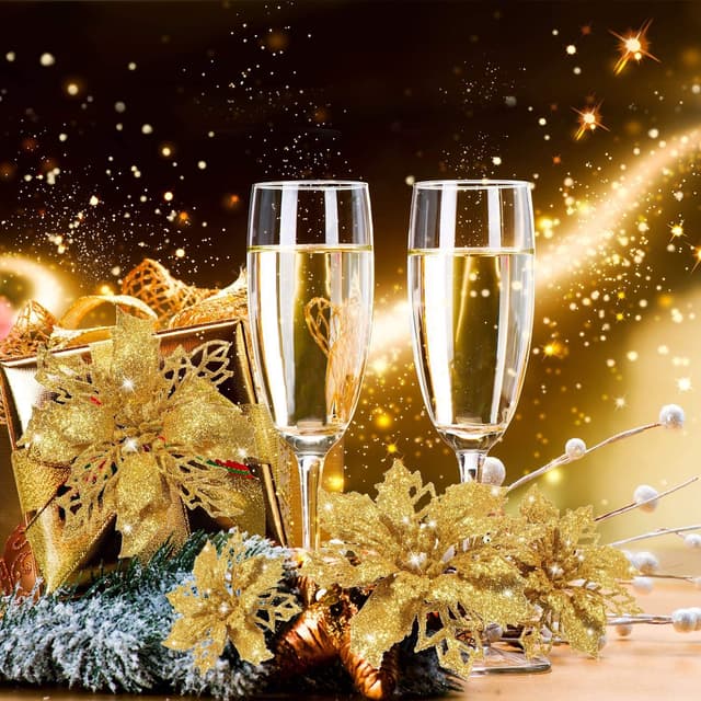 Kunstige blomster juledekoration 5-pak Guld