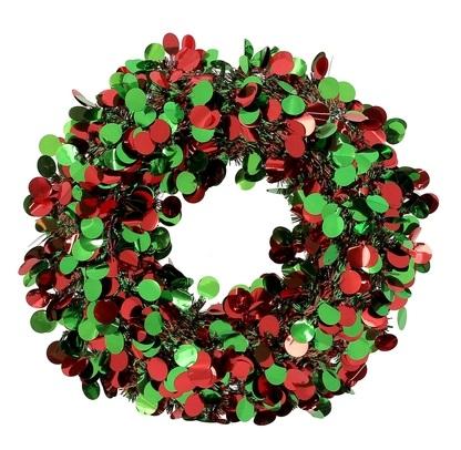 COURONNE GUIRLANDE 40X40X5CM VERT ROUGE