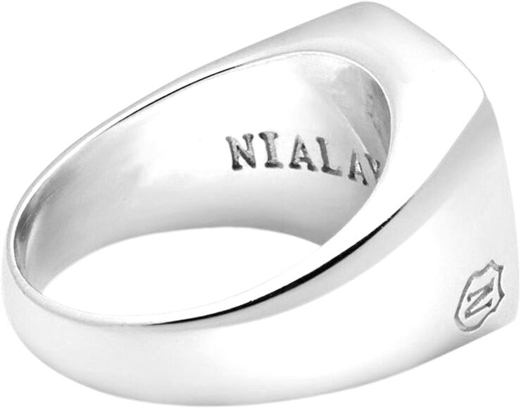 Nialaya Men's Stainless Steel Signet Ring with Blue Lapis Silver and blue