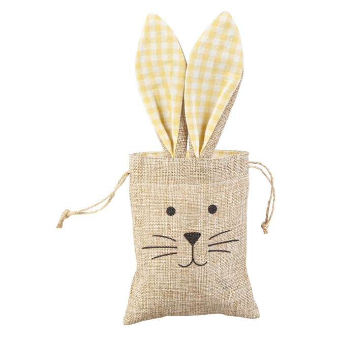 Geschenktasche mit Hasengesicht - aus Jute - ca. 10,5 x 33 x 0,5 cm - 1 Stück