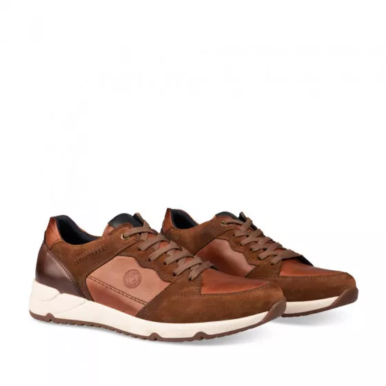 Baskets COGNAC DENIM SIDE CUIR