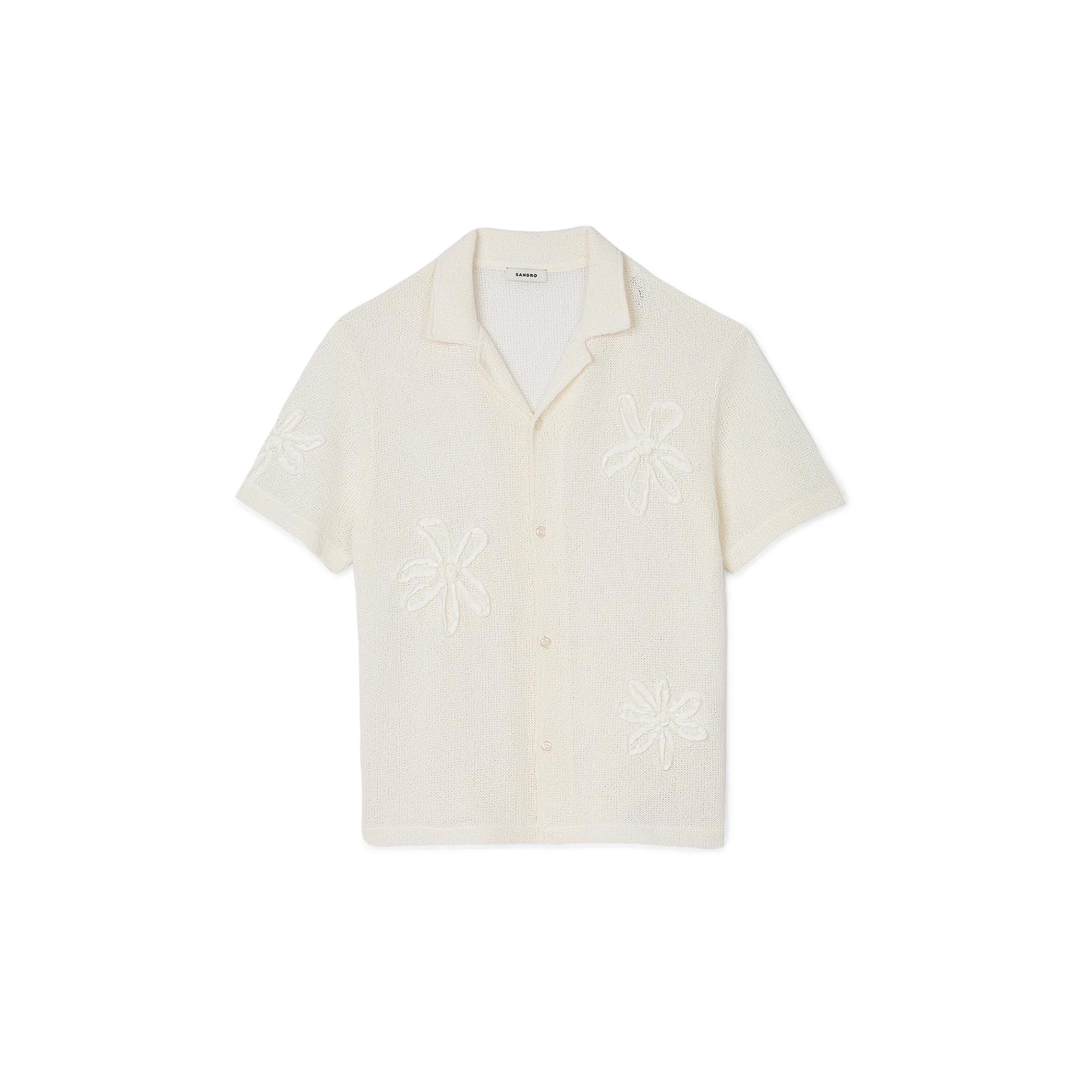 Chemise en maille à fleurs | Blanc