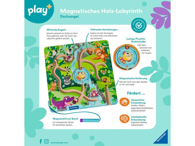 play  Magnetlabyrinth Dschungel Lustiges Geschicklichkeitsspiel mit bunten Holzperlen zum Sortieren