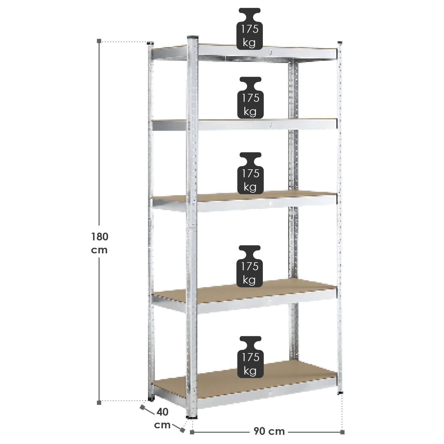 Juskys Lagerregal Basic 2er Set 180x90x40 cm – Metall Schwerlastregal, 10 Böden, 1750 kg, verzinkt