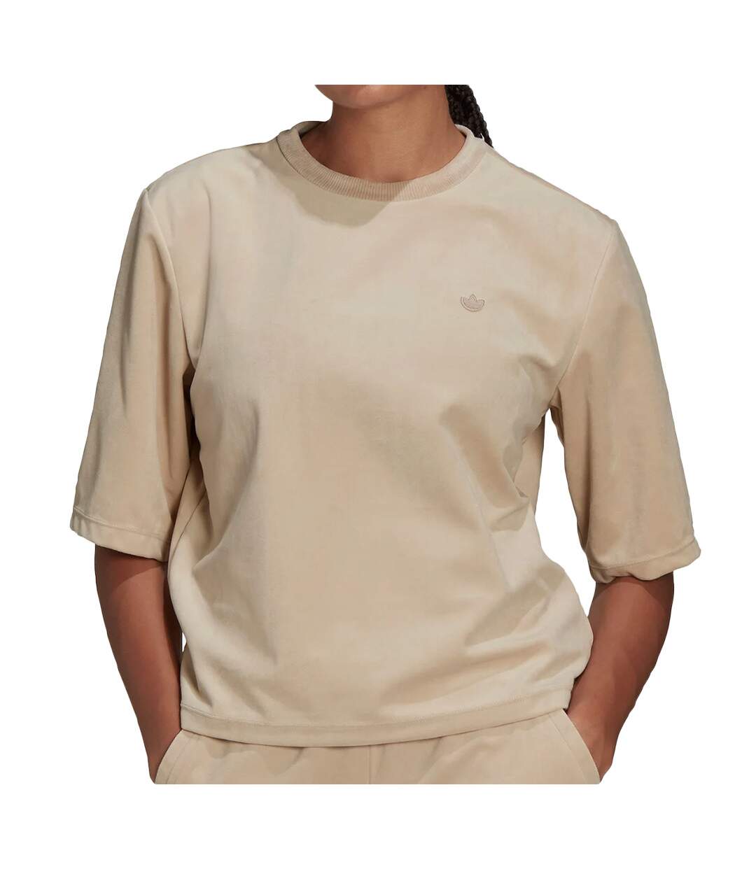 T-shirt Velours Beige Femme Adidas H22833