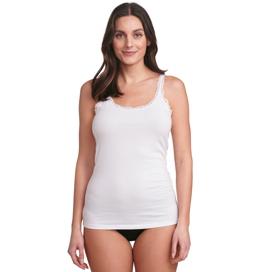 Gina Benotti 2 Damen Unterhemden mit Spitze weiss
