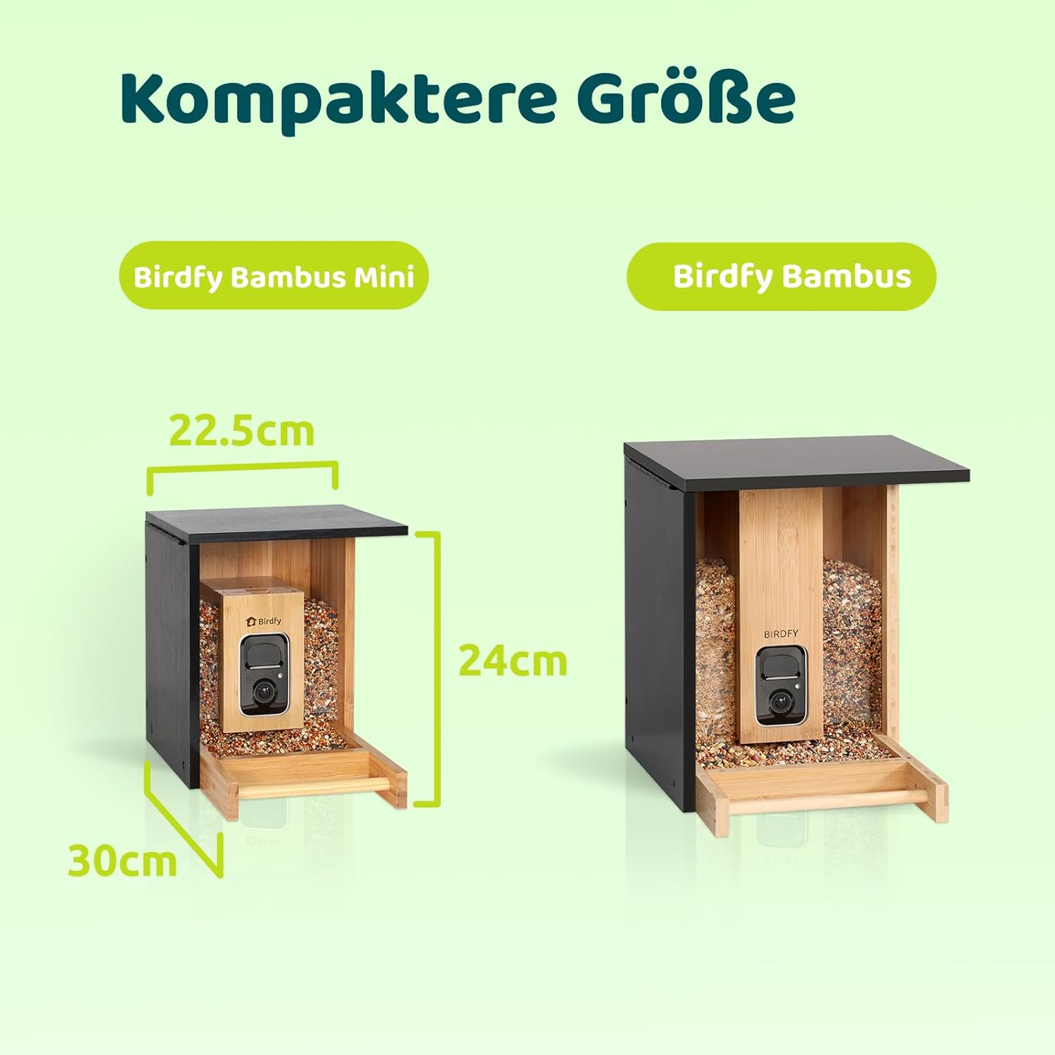 NETVUE by Birdfy Bambus Mini Vogelfutterhaus mit Kamera für Live Vogelbeobachtung, Solarbetrieb Vogelfutterspender mit App, Automatisch Aufnahm und Echtzeit Benachrichtigung bei Vogelbesuch