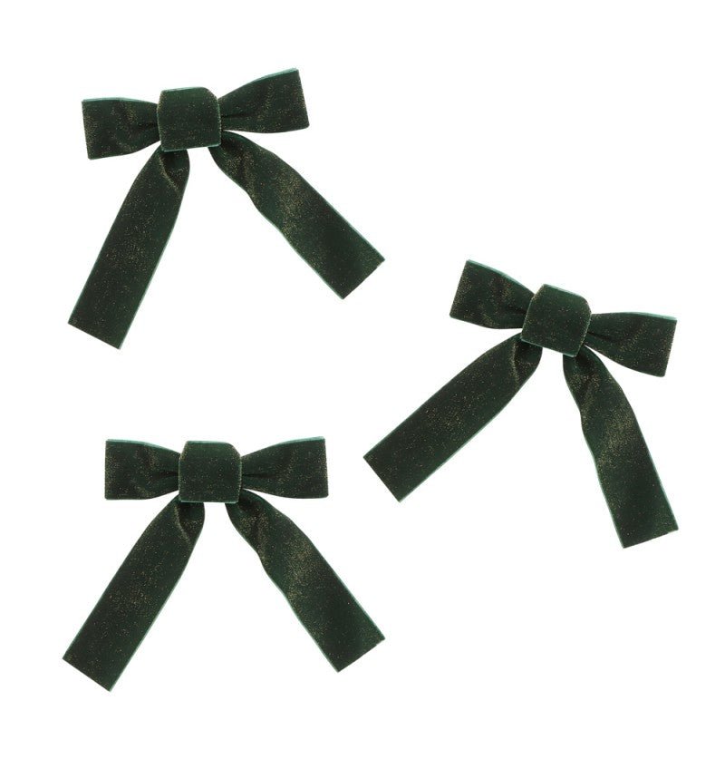 Donkergroene Strik Fluweel 16cm 3st