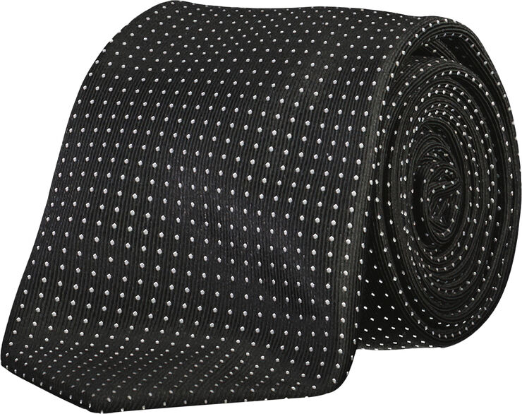 Lindbergh Polyester tie with dots 7 cm Black