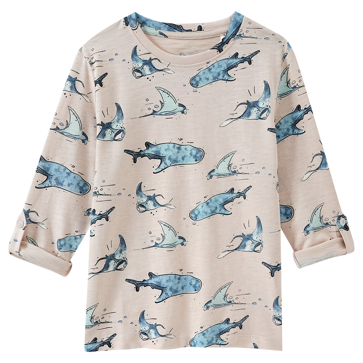 Topolino Jungen Langarmshirt mit Fisch-Motiven beige
