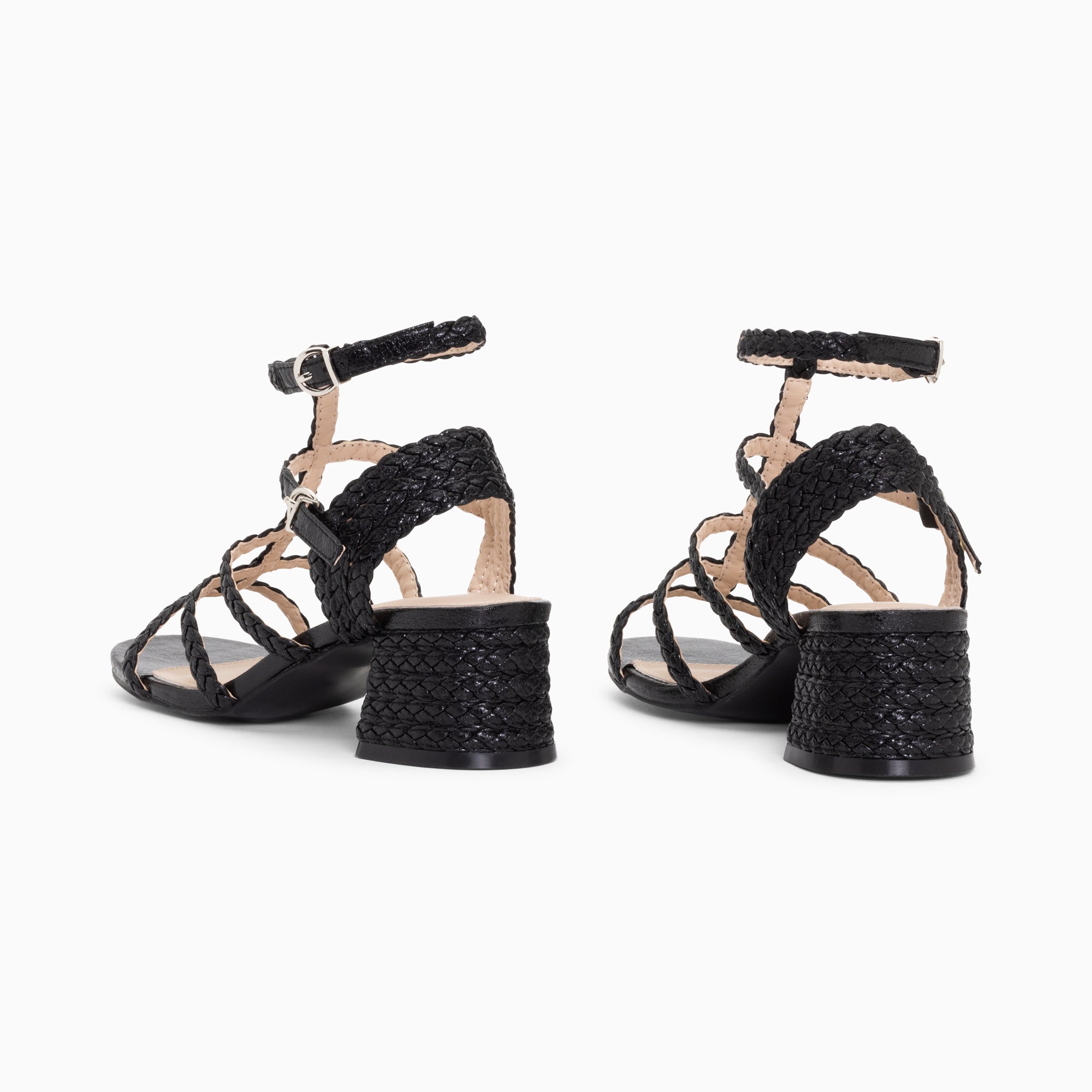 Sandales à talon, Compensées-Sandales à talon tressées Claudia noires