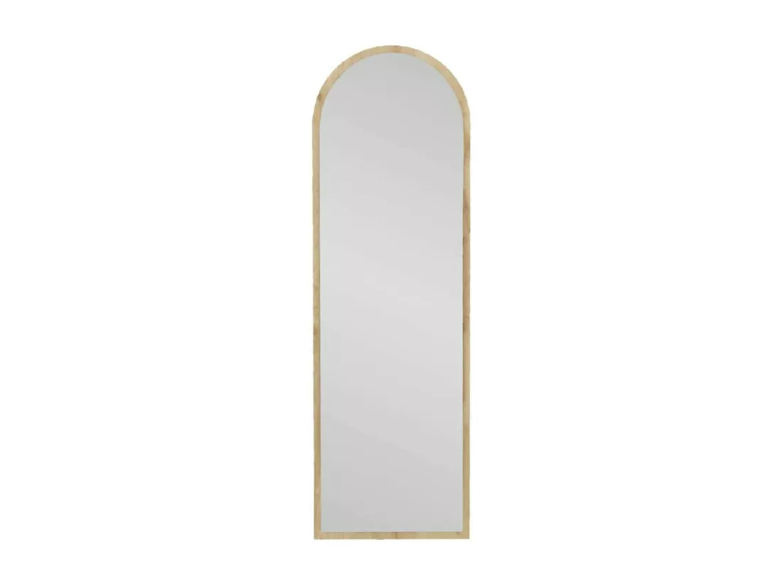 Miroir Zaniah, Verre miroité, Objet d'ameublement mural, Décoration avec miroir, 50x2h160 cm, Chêne