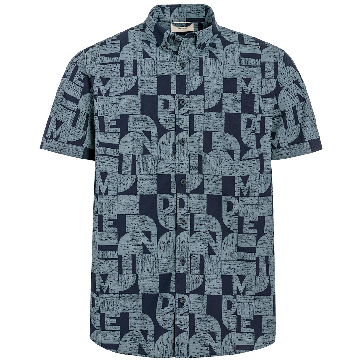 VanVaan Denim Herren Hemd  mit Allover-Muster dunkelgrau / grau