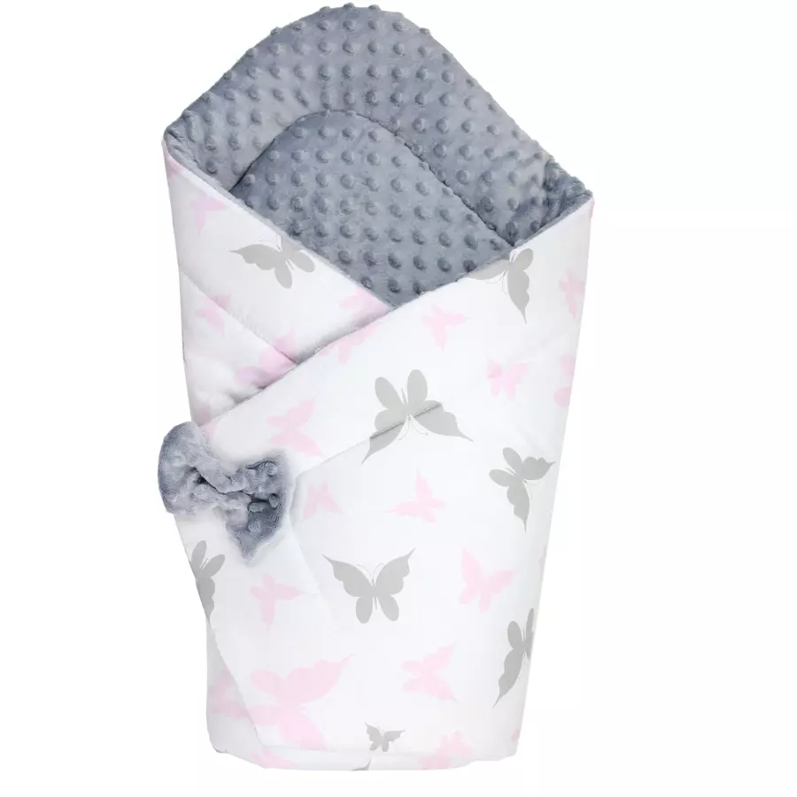 TupTam Baby Winter Einschlagdecke Warm Wattiert Minky rosagrau